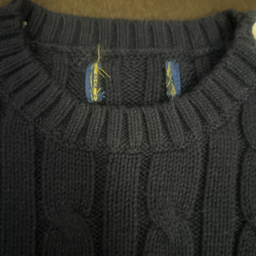 Polo Ralph Lauren Sweater Navy Girls 2T Cable-Knit Cotton Pullover Long Sleeve